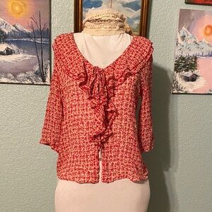 Yoana Baraschi Anthropologie Red Silk Blouse